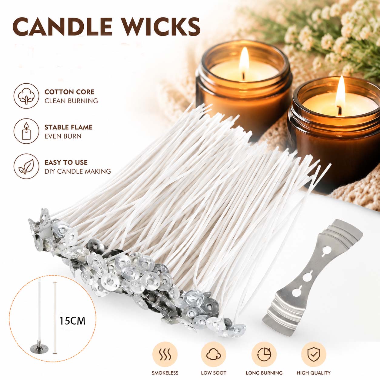 Soy Wax Flake - Sumbu Lilin Tanpa Asap, Sumbu Kapas